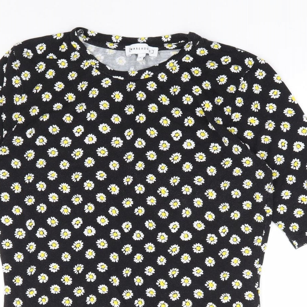 Womens UK Size 6 Warehouse Black Jersey T-Shirt