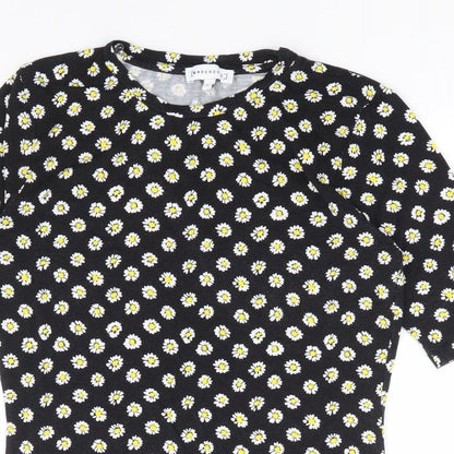 Womens UK Size 6 Warehouse Black Jersey T-Shirt