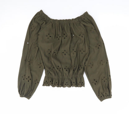 Womens UK Size XS H&M Green Jersey Blouse