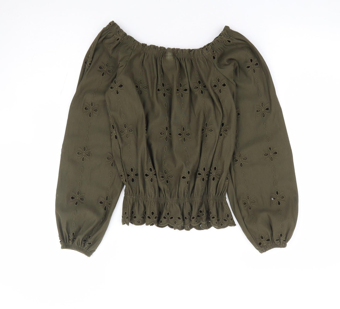 Womens UK Size XS H&M Green Jersey Blouse
