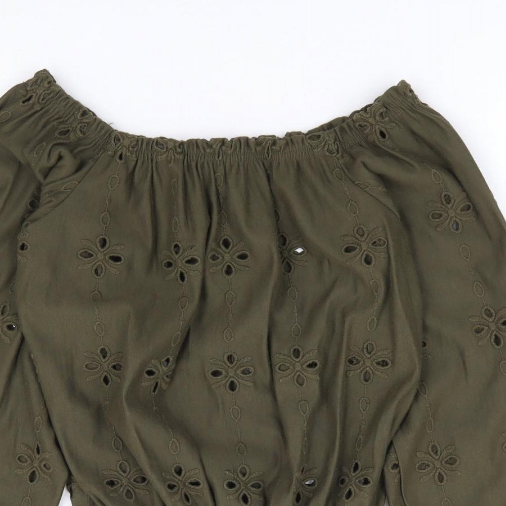 Womens UK Size XS H&M Green Jersey Blouse