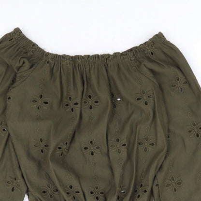 Womens UK Size XS H&M Green Jersey Blouse