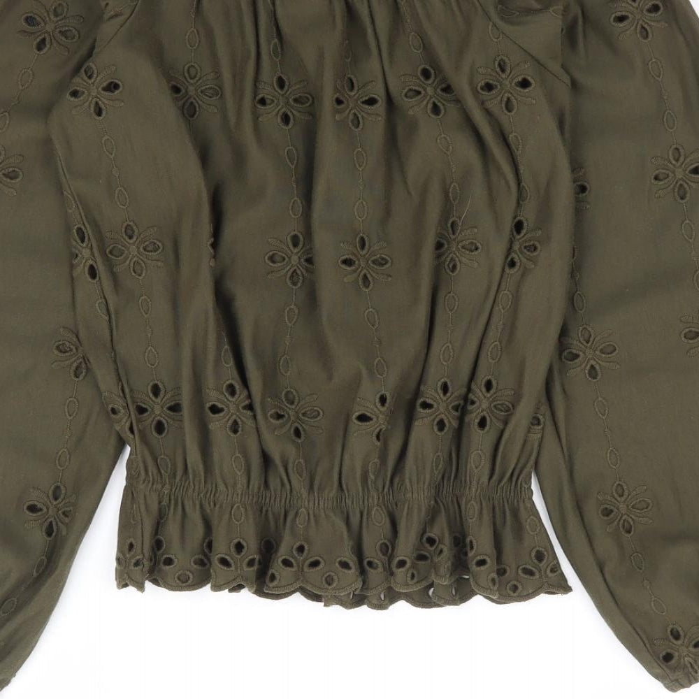 Womens UK Size XS H&M Green Jersey Blouse