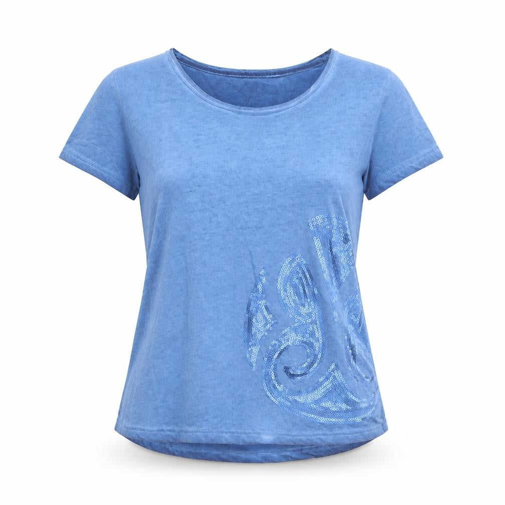 Womens UK Size S ESMARA Blue Jersey T-Shirt