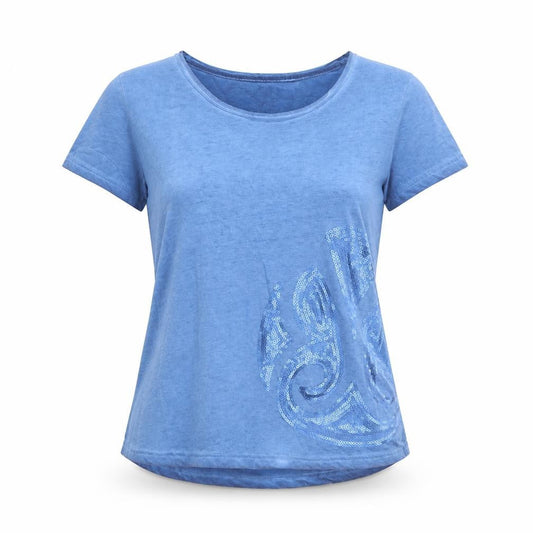 Womens UK Size S ESMARA Blue Jersey T-Shirt