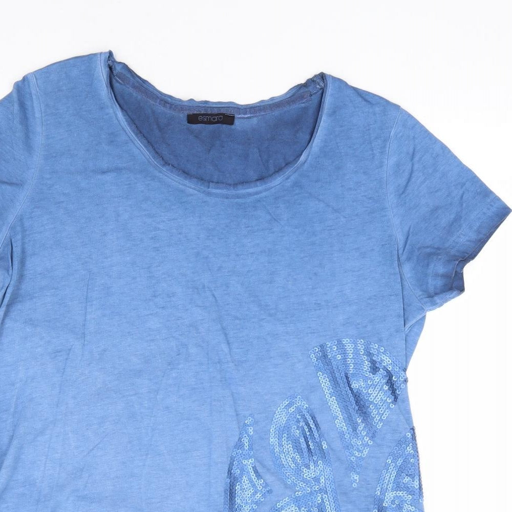 Womens UK Size S ESMARA Blue Jersey T-Shirt