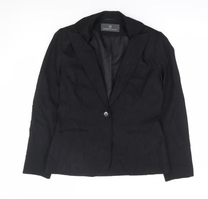Essentials Womens Black Polyester Jacket Suit Jacket Size 10