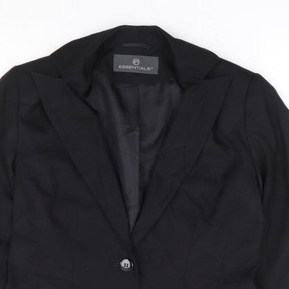 Essentials Womens Black Polyester Jacket Suit Jacket Size 10