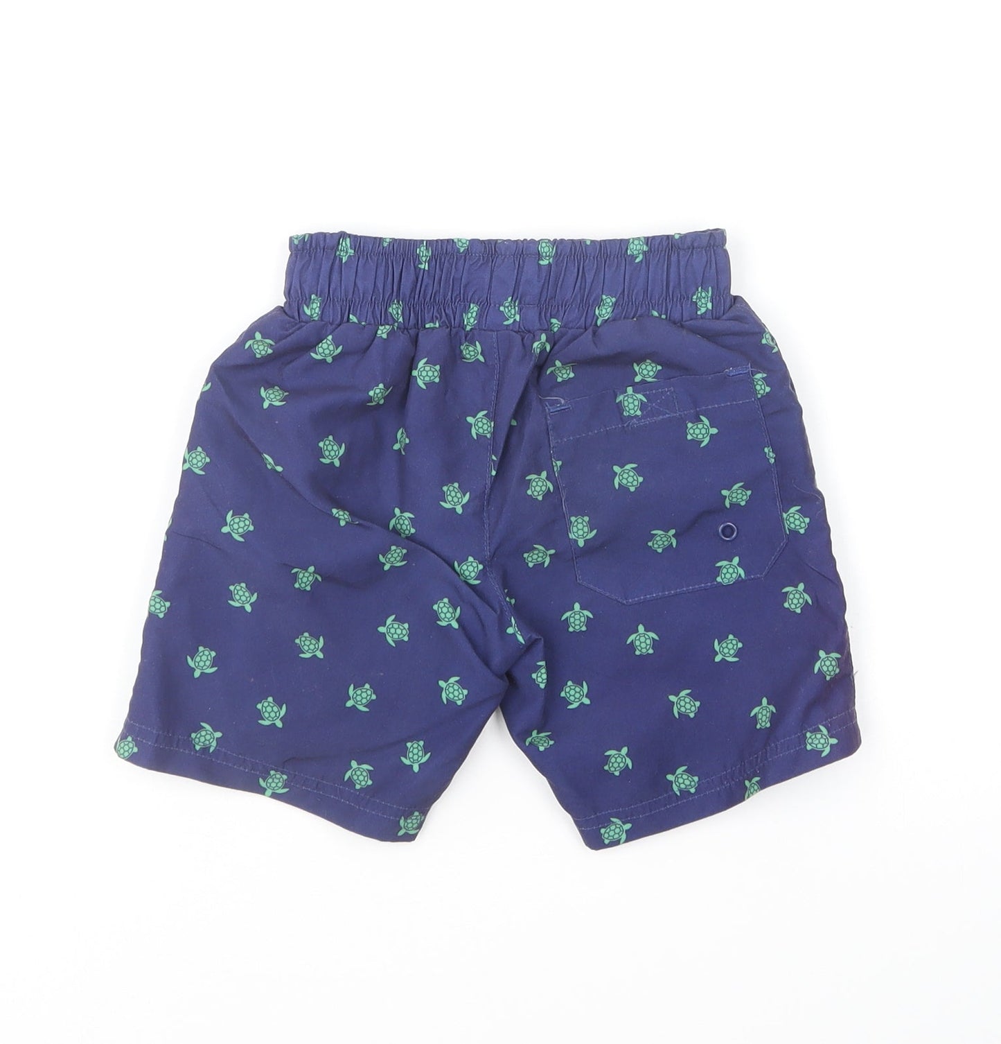 Hello Summer Boys Blue Geometric Polyester Sweat Shorts Size 3-4 Years Regular Drawstring - Turtle Print Swim Shorts