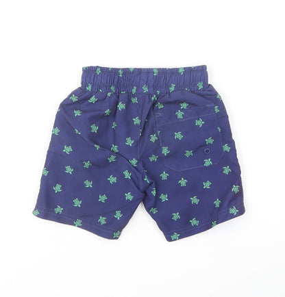 Hello Summer Boys Blue Geometric Polyester Sweat Shorts Size 3-4 Years Regular Drawstring - Turtle Print Swim Shorts