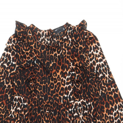 ASOS Womens Brown Animal Print Cotton Shift Size 10 Round Neck Pullover - Leopard Print