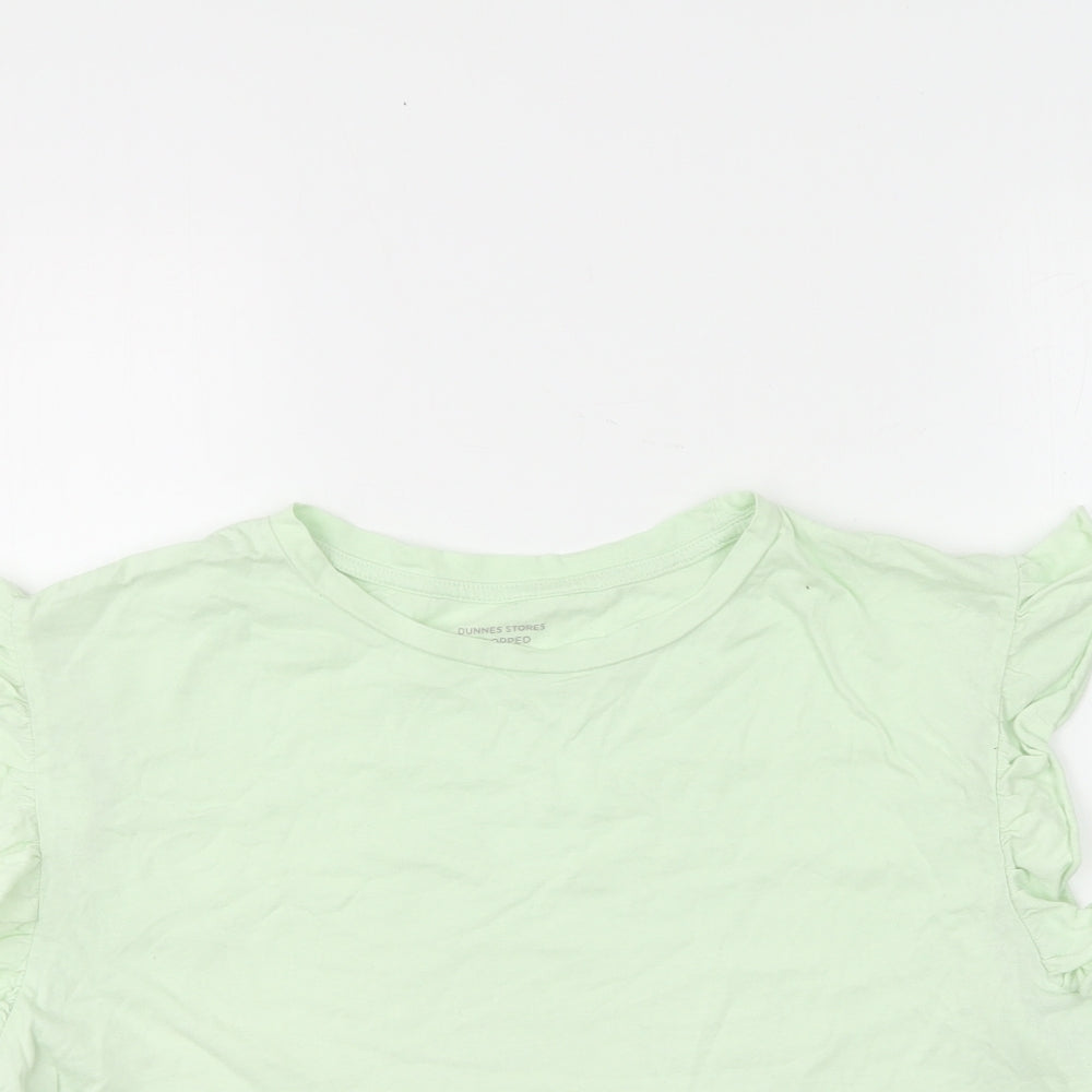 Dunnes Stores Womens Green Cotton Cropped T-Shirt Size M Round Neck