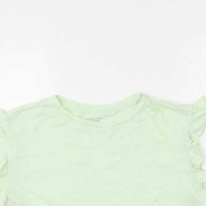 Dunnes Stores Womens Green Cotton Cropped T-Shirt Size M Round Neck