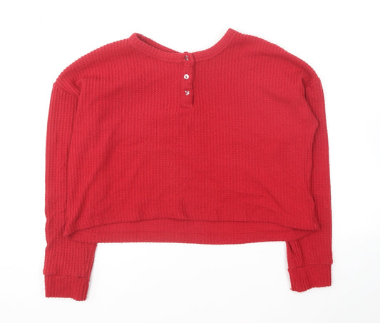 Primark Womens Red Roll Neck Polyester Pullover Jumper Size M