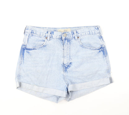 Topshop Womens Blue Cotton Hot Pants Shorts Size 10 L4 in Regular Button