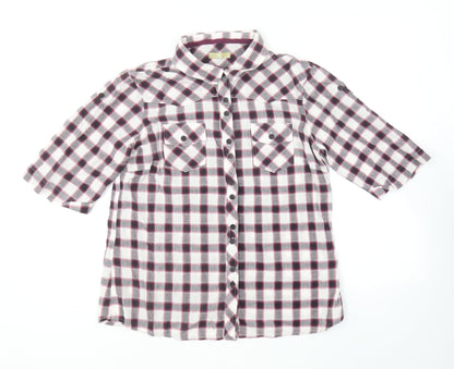TU Womens Purple Plaid Cotton Basic Button-Up Size 12 Collared