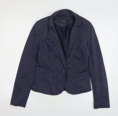 George Womens Blue Polyester Jacket Blazer Size 10