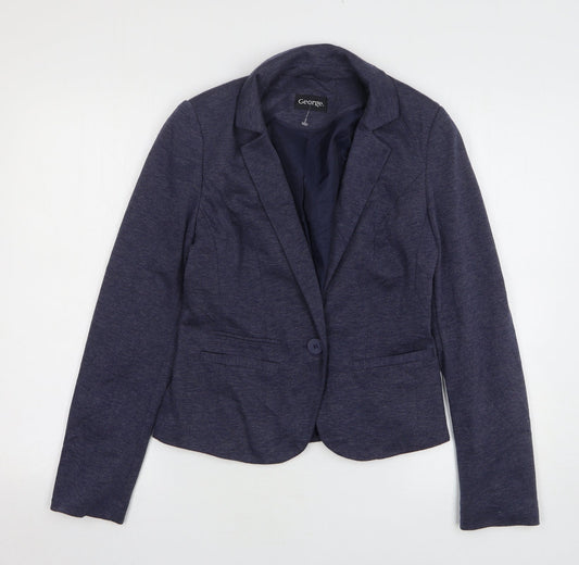 George Womens Blue Polyester Jacket Blazer Size 10