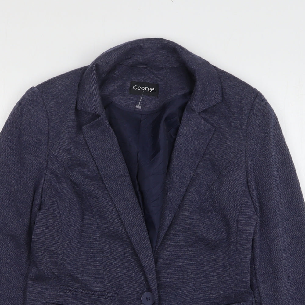George Womens Blue Polyester Jacket Blazer Size 10