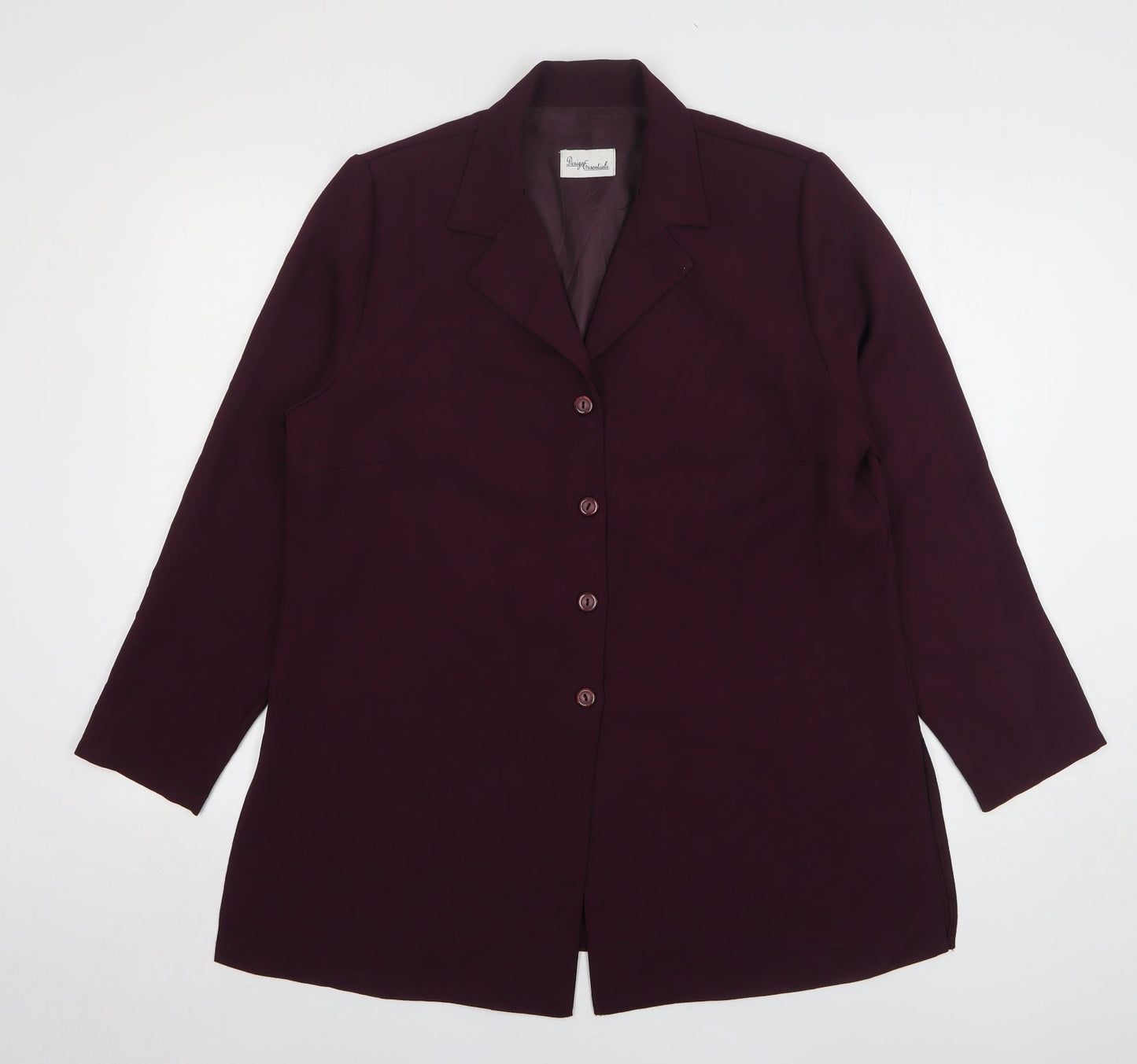 Design Essentials Womens Purple Polyester Jacket Suit Jacket Size 16