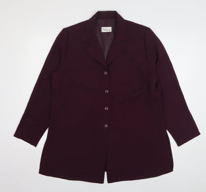 Design Essentials Womens Purple Polyester Jacket Suit Jacket Size 16