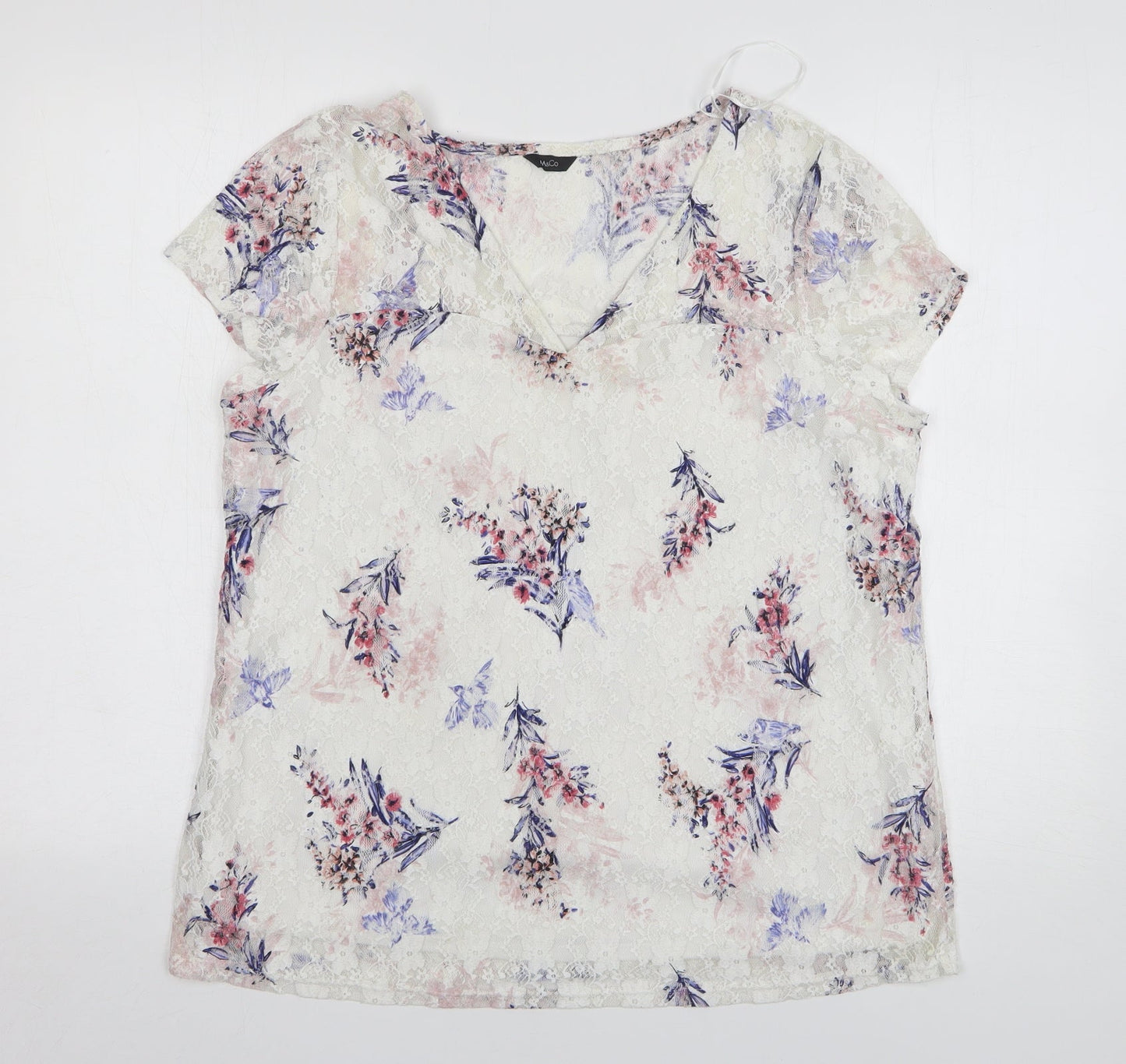 Womens UK Size 12 M&Co White Basic Blouse