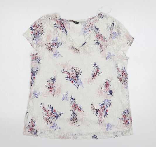 Womens UK Size 12 M&Co White Basic Blouse