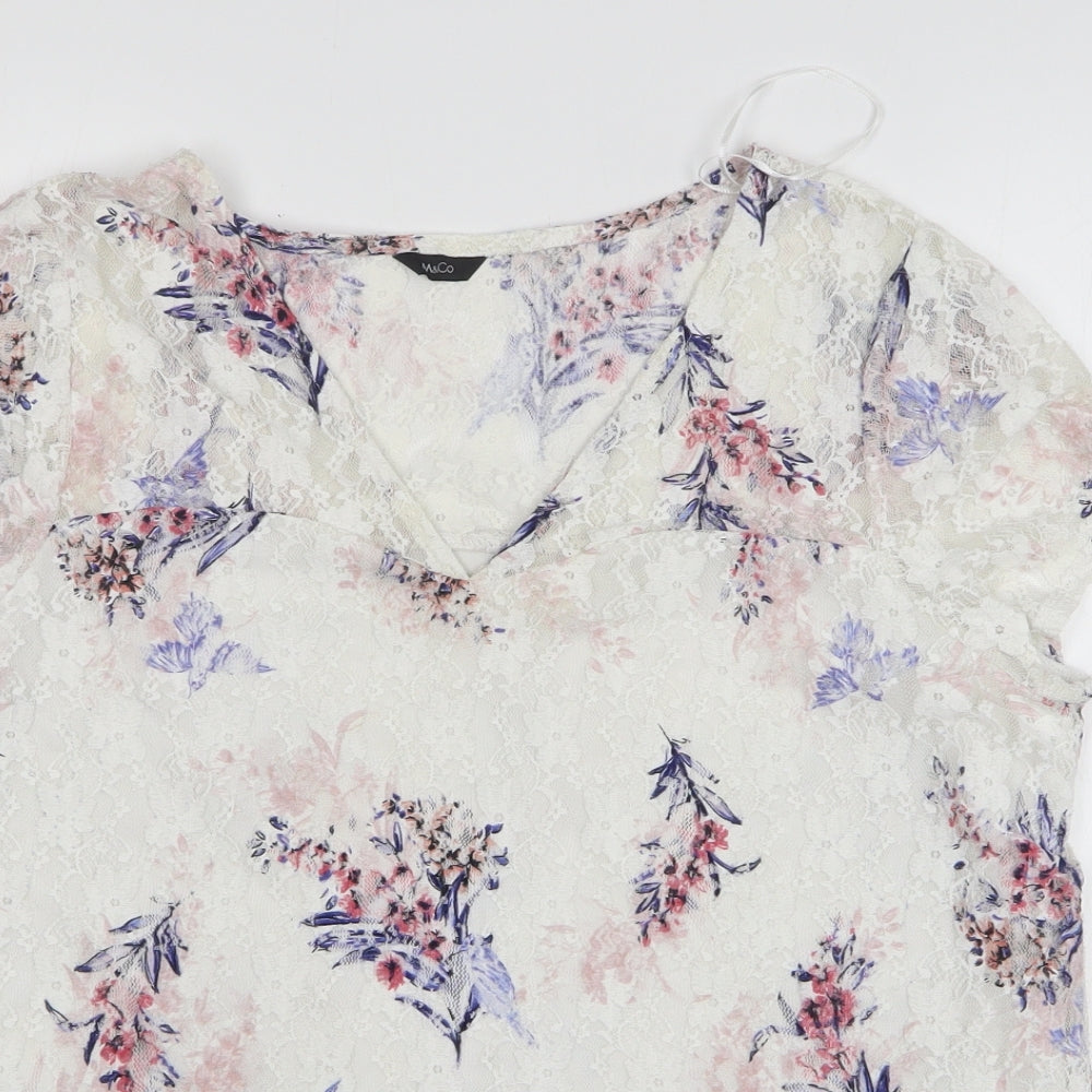 Womens UK Size 12 M&Co White Basic Blouse