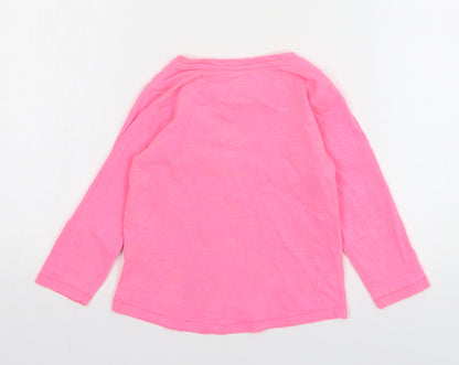 Papaya Girls Pink Geometric Cotton Basic T-Shirt Size 18-24 Months Round Neck Pullover - Happy Every Day