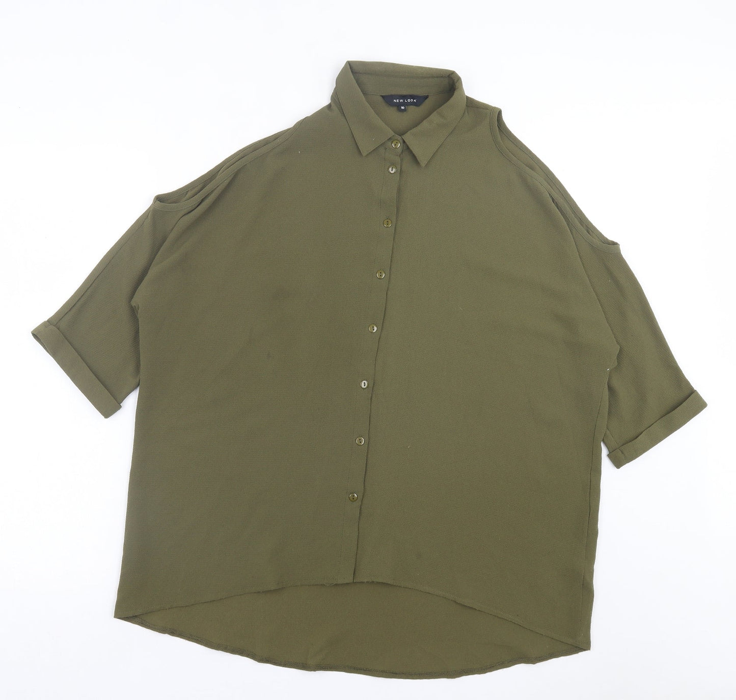 Womens UK Size 10 New Look Green Basic Button-Up