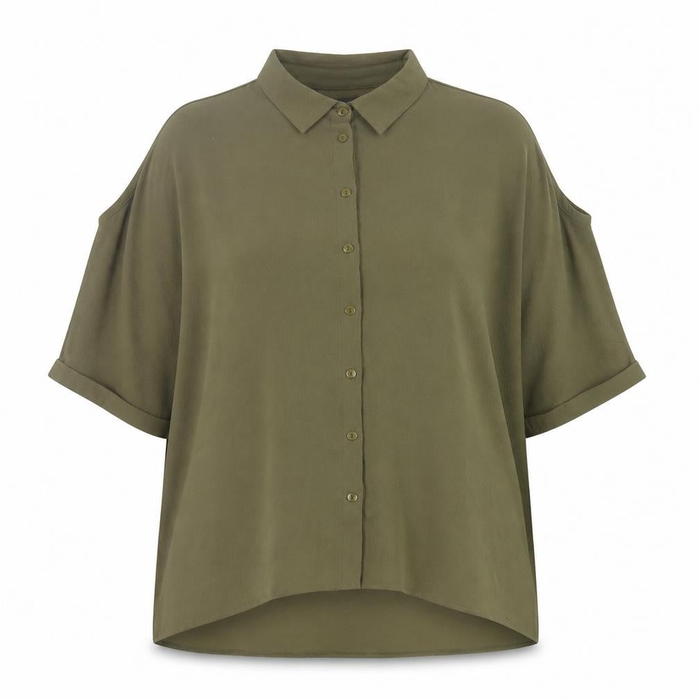 Womens UK Size 10 New Look Green Basic Button-Up