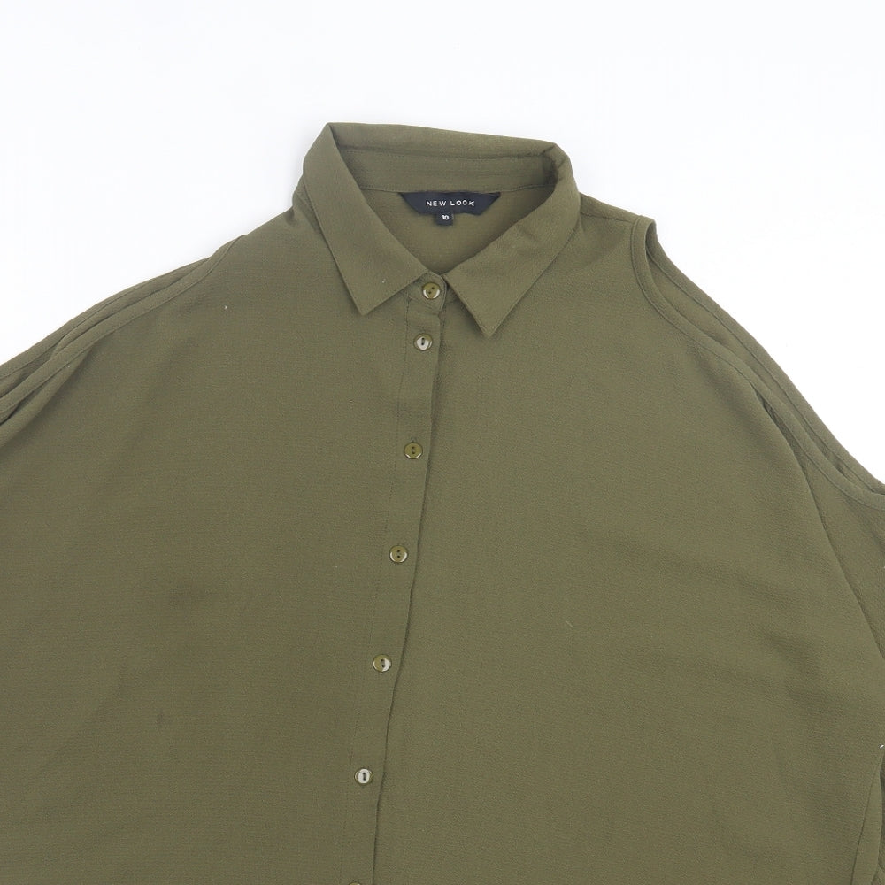 Womens UK Size 10 New Look Green Basic Button-Up