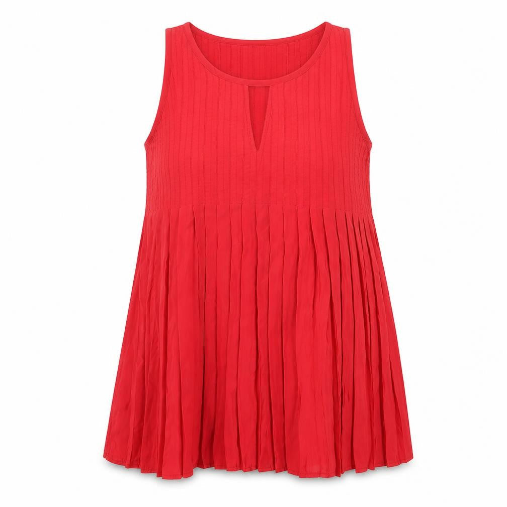 Only Womens Red Polyester A-Line Size L Round Neck Pullover - Keyhole Neck