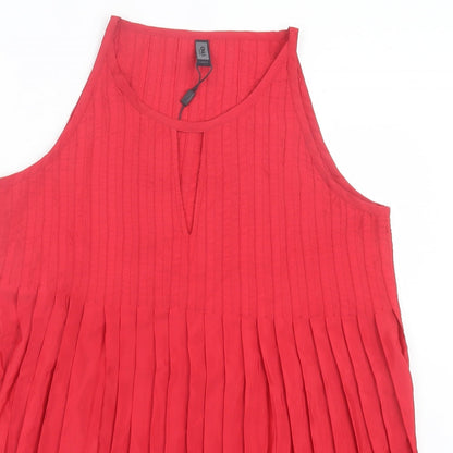 Only Womens Red Polyester A-Line Size L Round Neck Pullover - Keyhole Neck