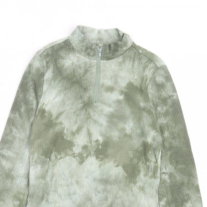 SheIn Girls Green Camouflage Cotton Basic Casual Size 14 Years High Neck Zip