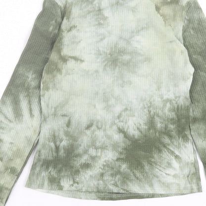 SheIn Girls Green Camouflage Cotton Basic Casual Size 14 Years High Neck Zip