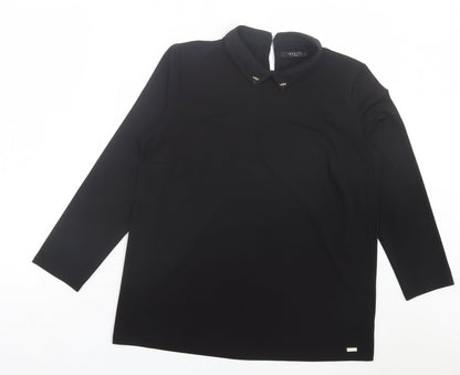 Mohito Womens Black Polyester Basic Blouse Size XL Collared - Badges on collar