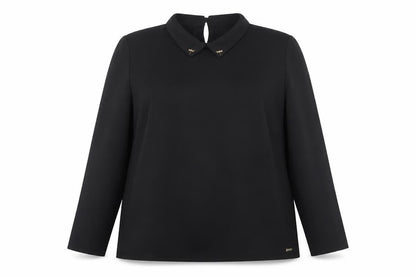 Mohito Womens Black Polyester Basic Blouse Size XL Collared - Badges on collar