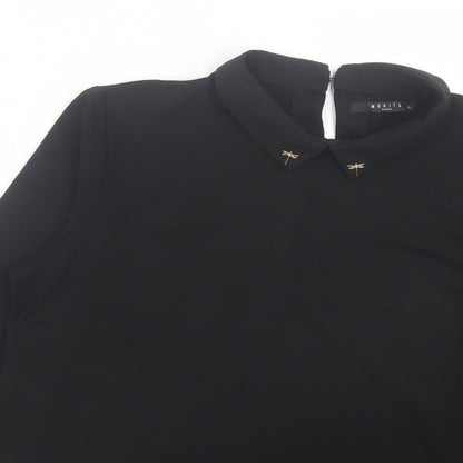 Mohito Womens Black Polyester Basic Blouse Size XL Collared - Badges on collar