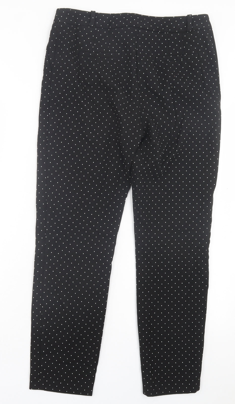 Topshop Womens Black Polka Dot Polyester Trousers Size 12 L27 in Regular Hook & Eye - Black & White