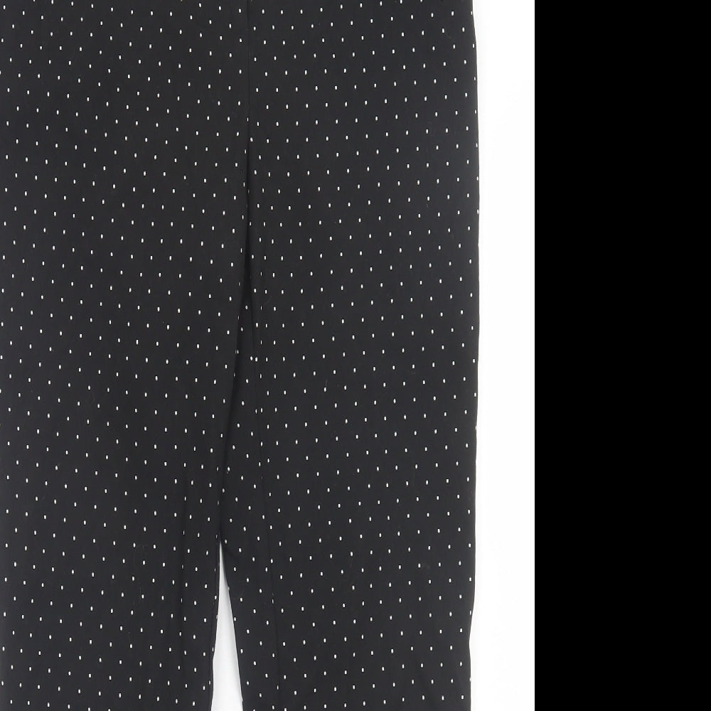 Topshop Womens Black Polka Dot Polyester Trousers Size 12 L27 in Regular Hook & Eye - Black & White