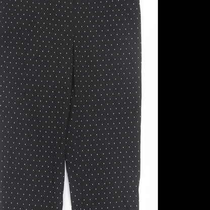 Topshop Womens Black Polka Dot Polyester Trousers Size 12 L27 in Regular Hook & Eye - Black & White