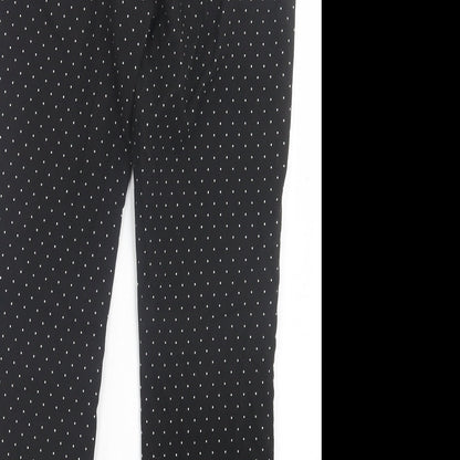 Topshop Womens Black Polka Dot Polyester Trousers Size 12 L27 in Regular Hook & Eye - Black & White