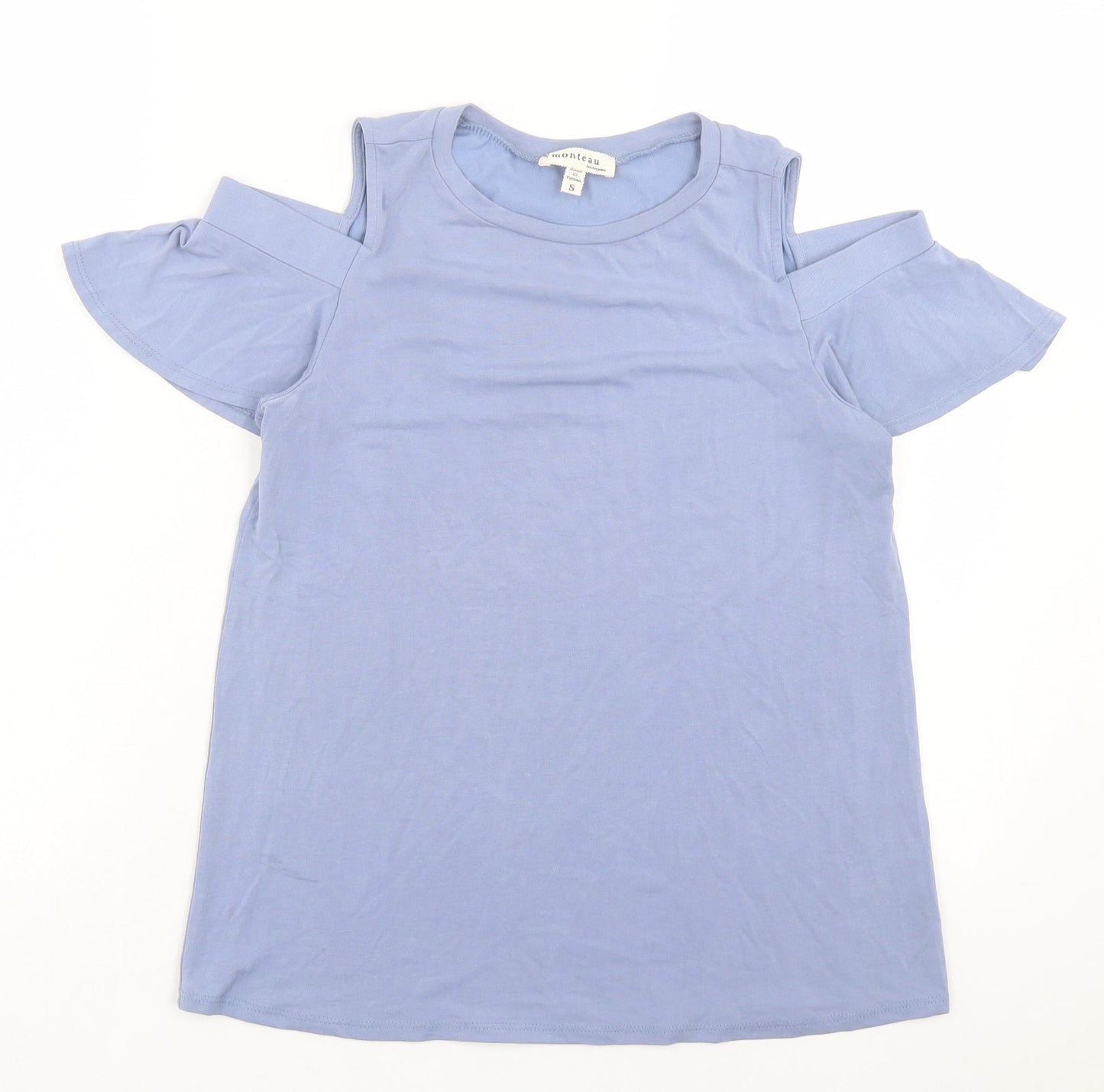 Womens UK Size S Monteau Blue Basic T-Shirt