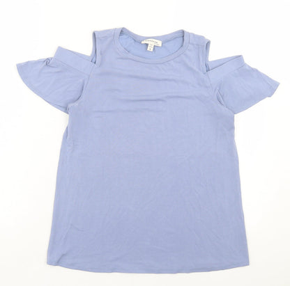Womens UK Size S Monteau Blue Basic T-Shirt