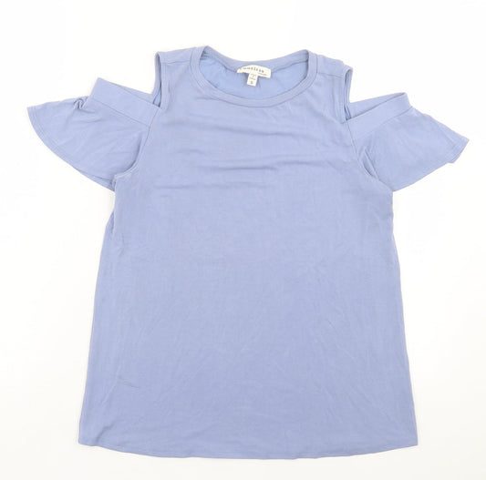 Womens UK Size S Monteau Blue Basic T-Shirt
