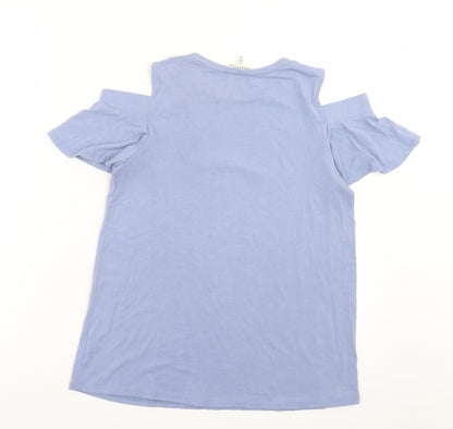 Womens UK Size S Monteau Blue Basic T-Shirt