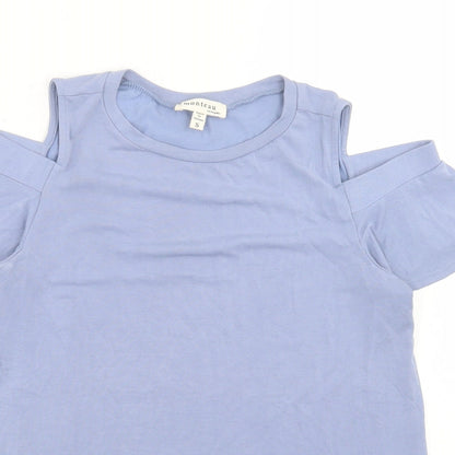 Womens UK Size S Monteau Blue Basic T-Shirt