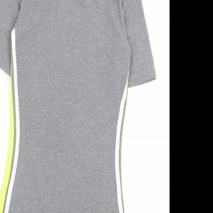 H&M Womens Grey Striped Polyester Bodycon Size S Crew Neck Pullover