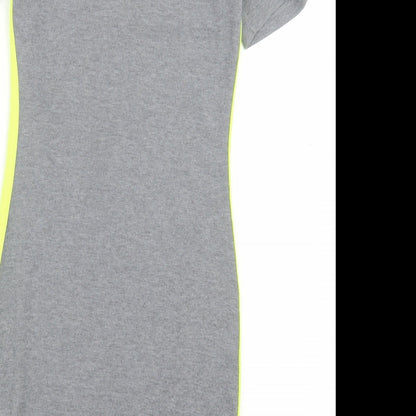 H&M Womens Grey Striped Polyester Bodycon Size S Crew Neck Pullover